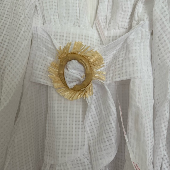 Brand new Missguided white, long sleeve, ruffled mini dress with belt - Picture 2 of 6